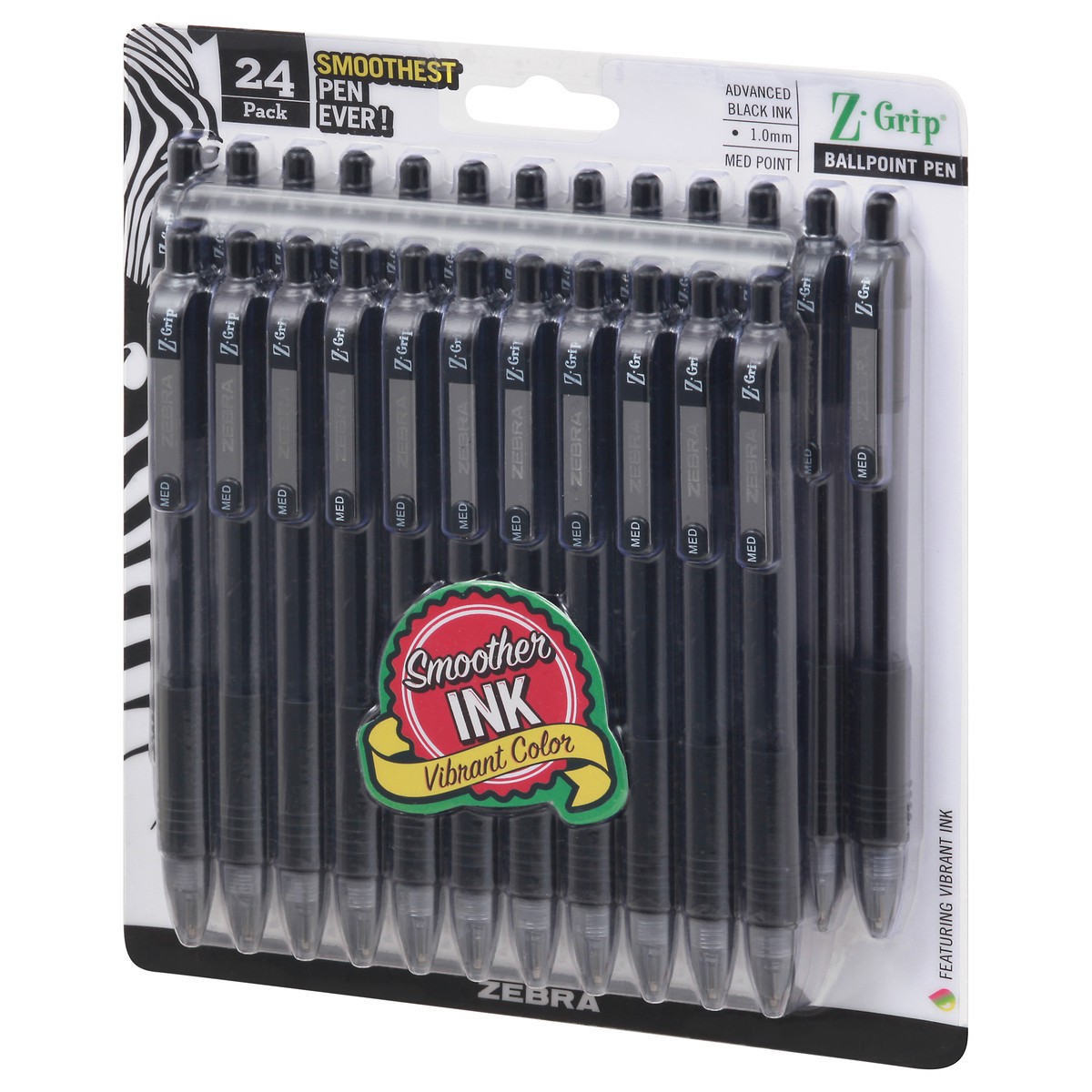slide 9 of 10, Zebra Z Grip 24 Pack Med Point Advanced Black Ink Pens 24 ea, 24 ct