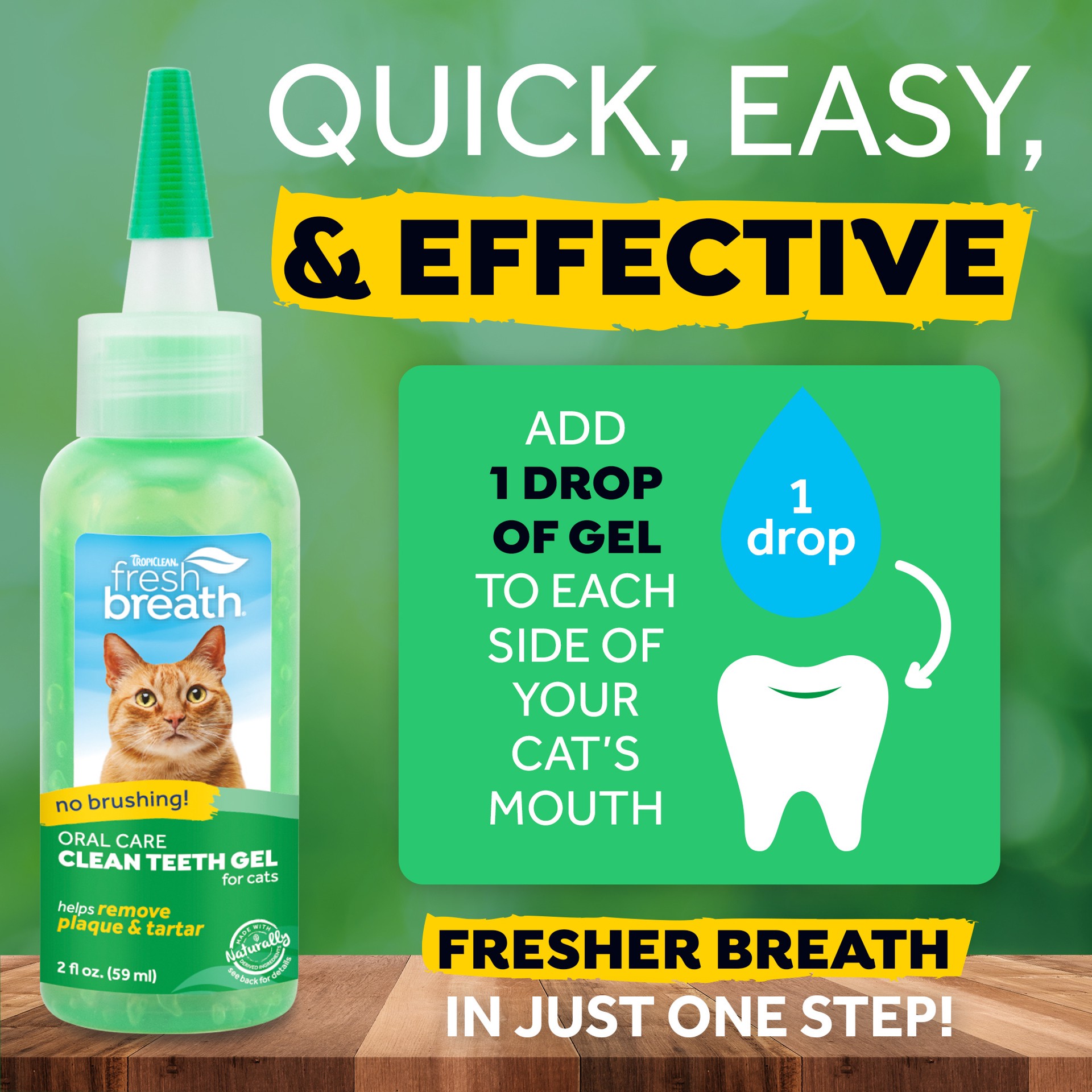 slide 5 of 9, TropiClean Fresh Breath No Brushing Clean Teeth Dental & Oral Care Gel for Cats, 2oz, 1 ct