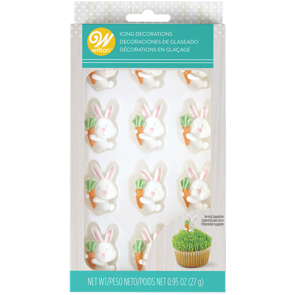 slide 1 of 1, Wilton Easter Bunnies Love Carrots Icing Decorations, 12 ct