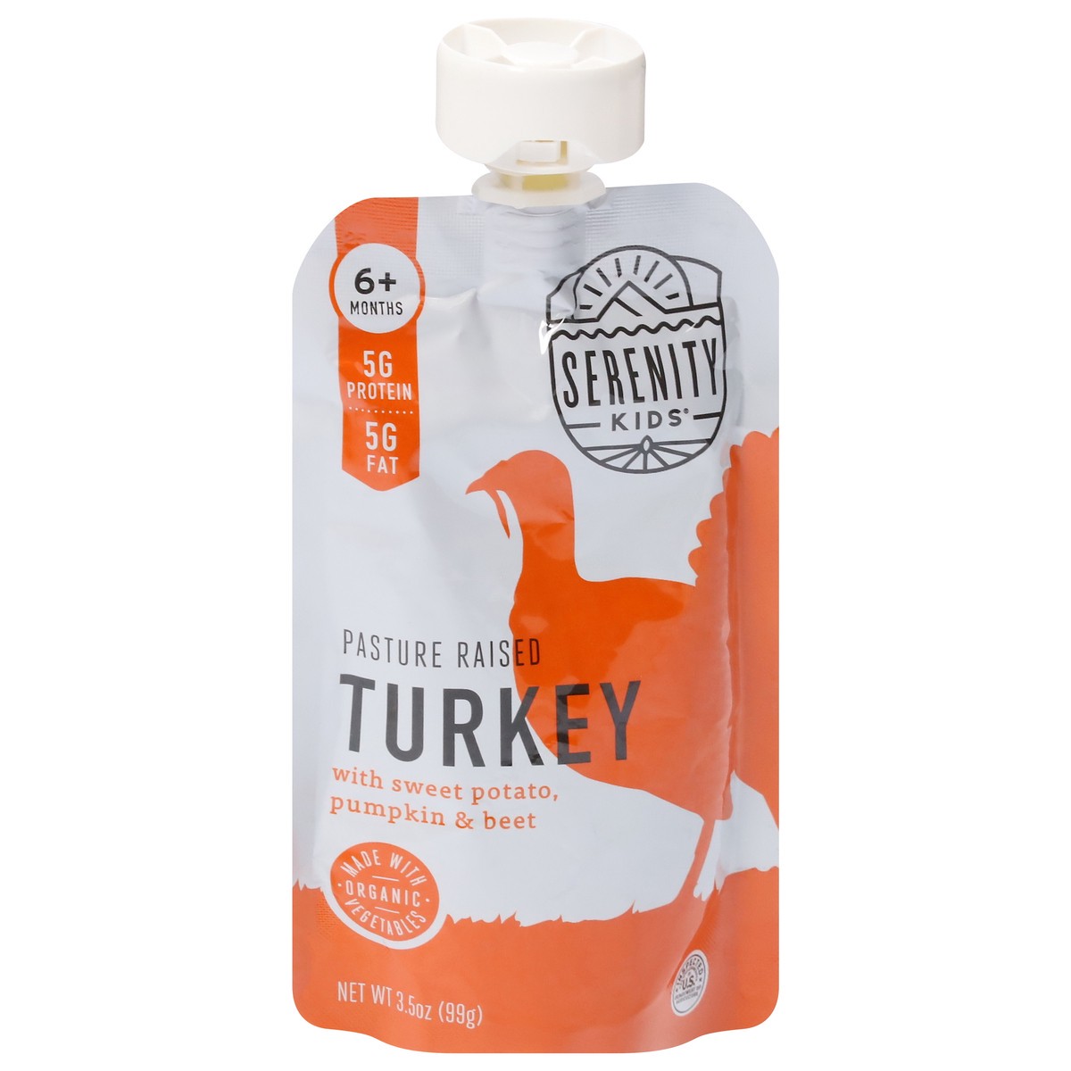 slide 7 of 9, Serenity Kids Free Range Turkey with Organic Sweet Potato, Pumpkin, & Beet Pouch, 3.5oz, 3.5 oz