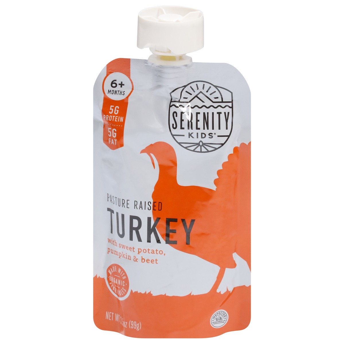 slide 4 of 9, Serenity Kids Free Range Turkey with Organic Sweet Potato, Pumpkin, & Beet Pouch, 3.5oz, 3.5 oz