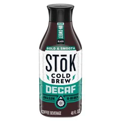 STōK Decaf Bold & Smooth Unsweetened Cold Brew Coffee, Ready to Drink Bottled Coffee, 48 fl oz