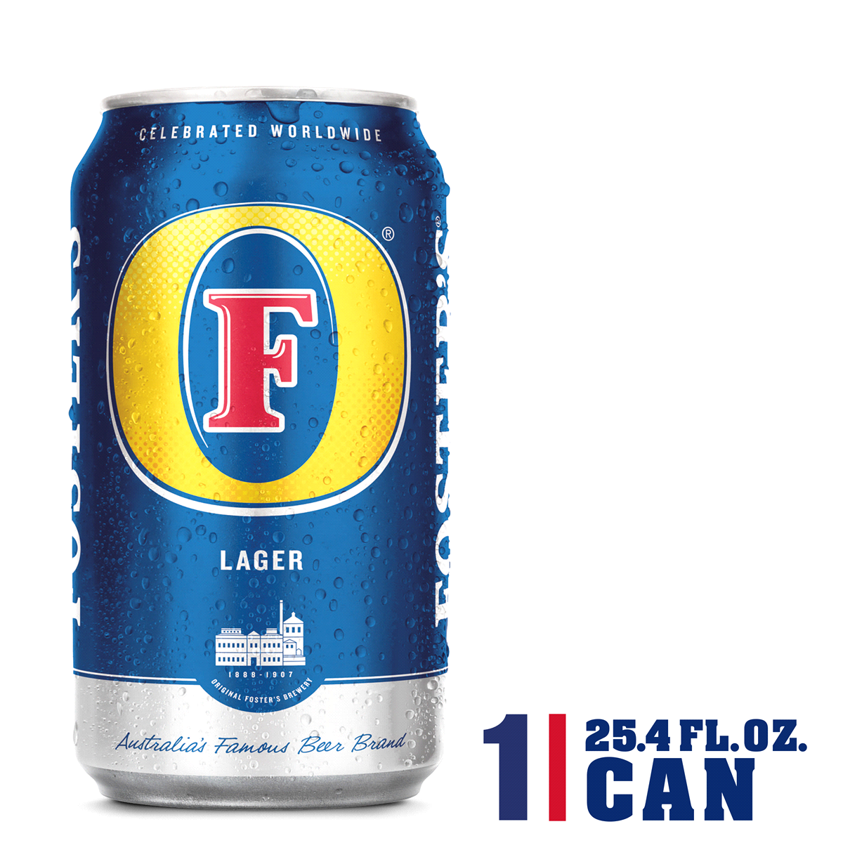 slide 1 of 5, Foster's Lager Beer, 25.4 oz. Single Can, 5% ABV, 25.4 oz