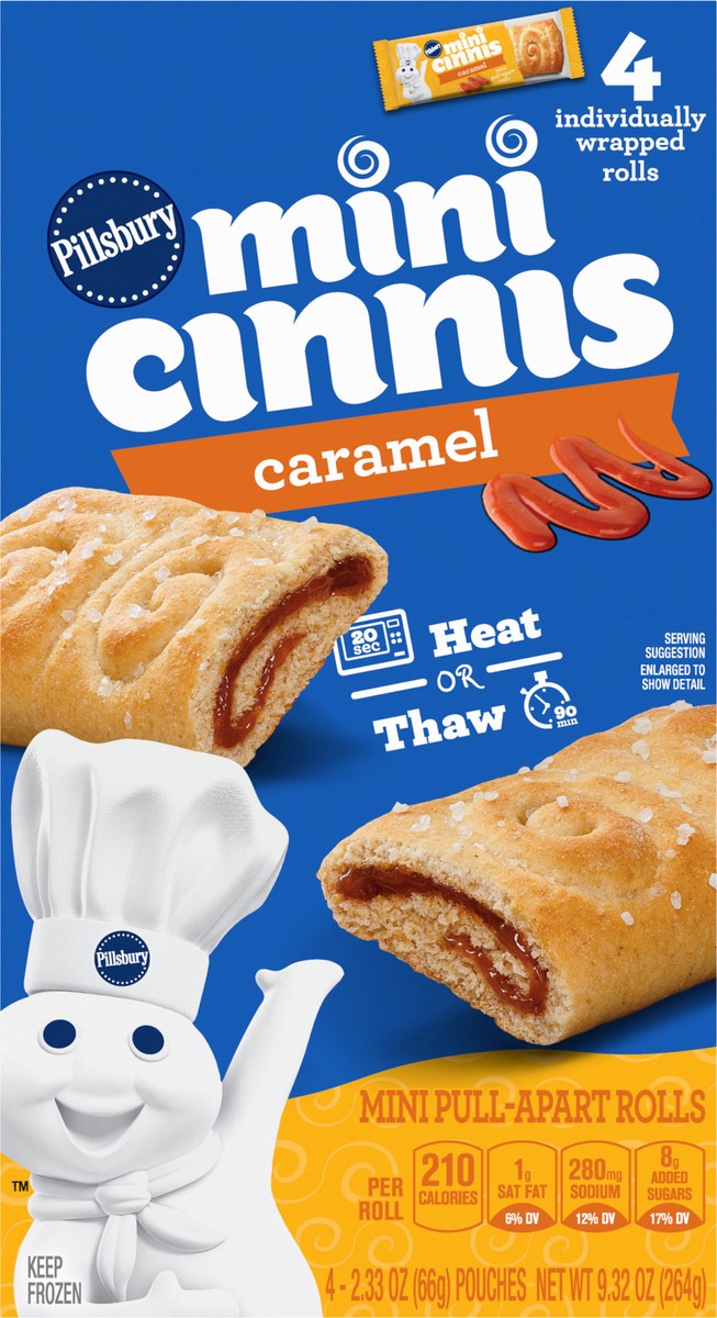 slide 10 of 13, Pillsbury Mini Cinnis, Pull-Apart Caramel Rolls, 4 Rolls, 9.32 oz, 4 ct