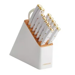 Farberware® Slim Cutlery Set White with Gold Trim and Endcaps