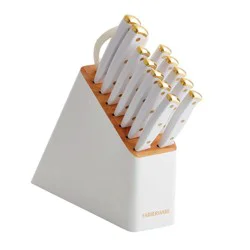 Farberware® Slim Cutlery Set White with Gold Trim and Endcaps