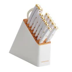 Farberware® Slim Cutlery Set White with Gold Trim and Endcaps