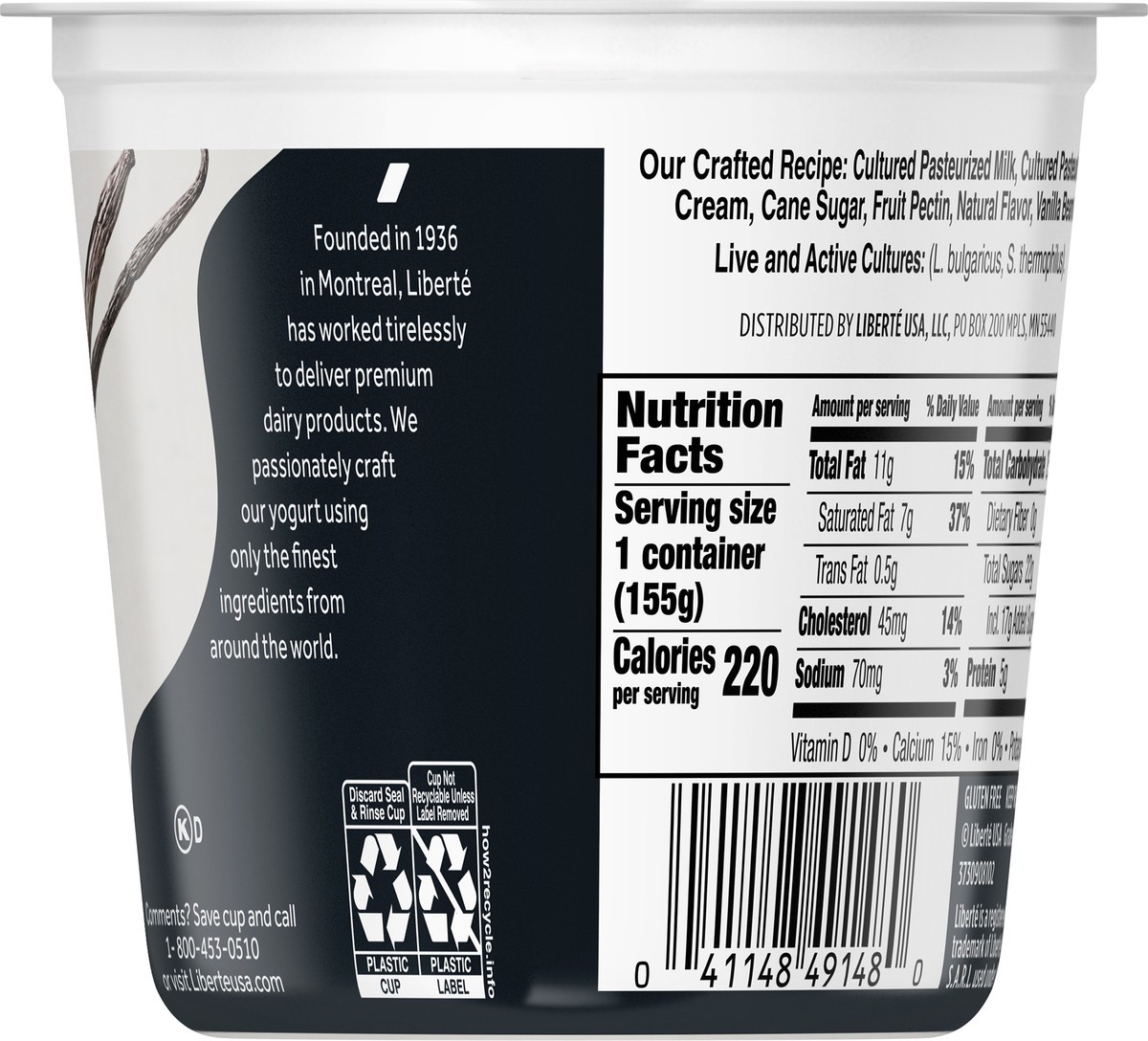 slide 6 of 9, Liberté Yogurt, Vanilla Bean Whole Milk Yogurt, 5.5 oz, 5.5 oz