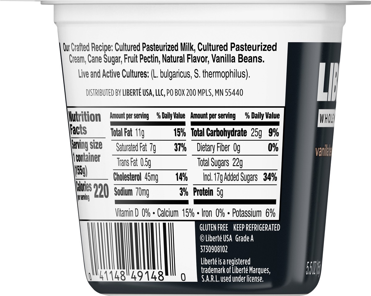 slide 2 of 9, Liberté Yogurt, Vanilla Bean Whole Milk Yogurt, 5.5 oz, 5.5 oz