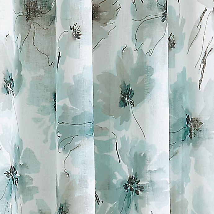 slide 4 of 4, DKNY Modern Bloom Grommet Sheer Window Curtain Panel - Blue, 84 in