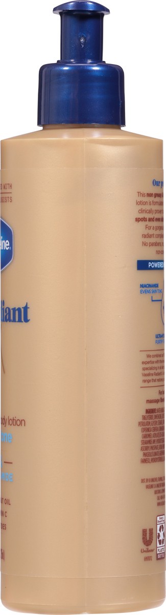 slide 7 of 9, Vaseline Radiant X Even Tone Nourishing Body Lotion    With 1% Niacinamide, Coconut Oil,  Vitamin C, & Peptides, 11 FL OZ, 11 fl oz
