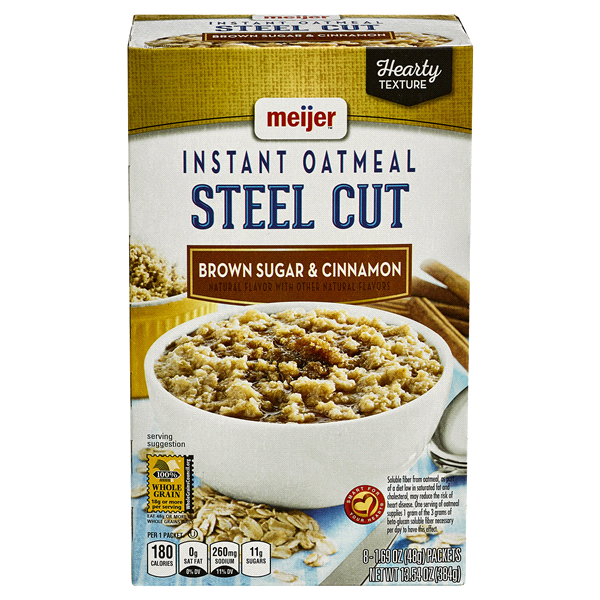 slide 1 of 2, Meijer Brown Sugar & Cinnamon Steel Cut Instant Oatmeal, 13.5 oz