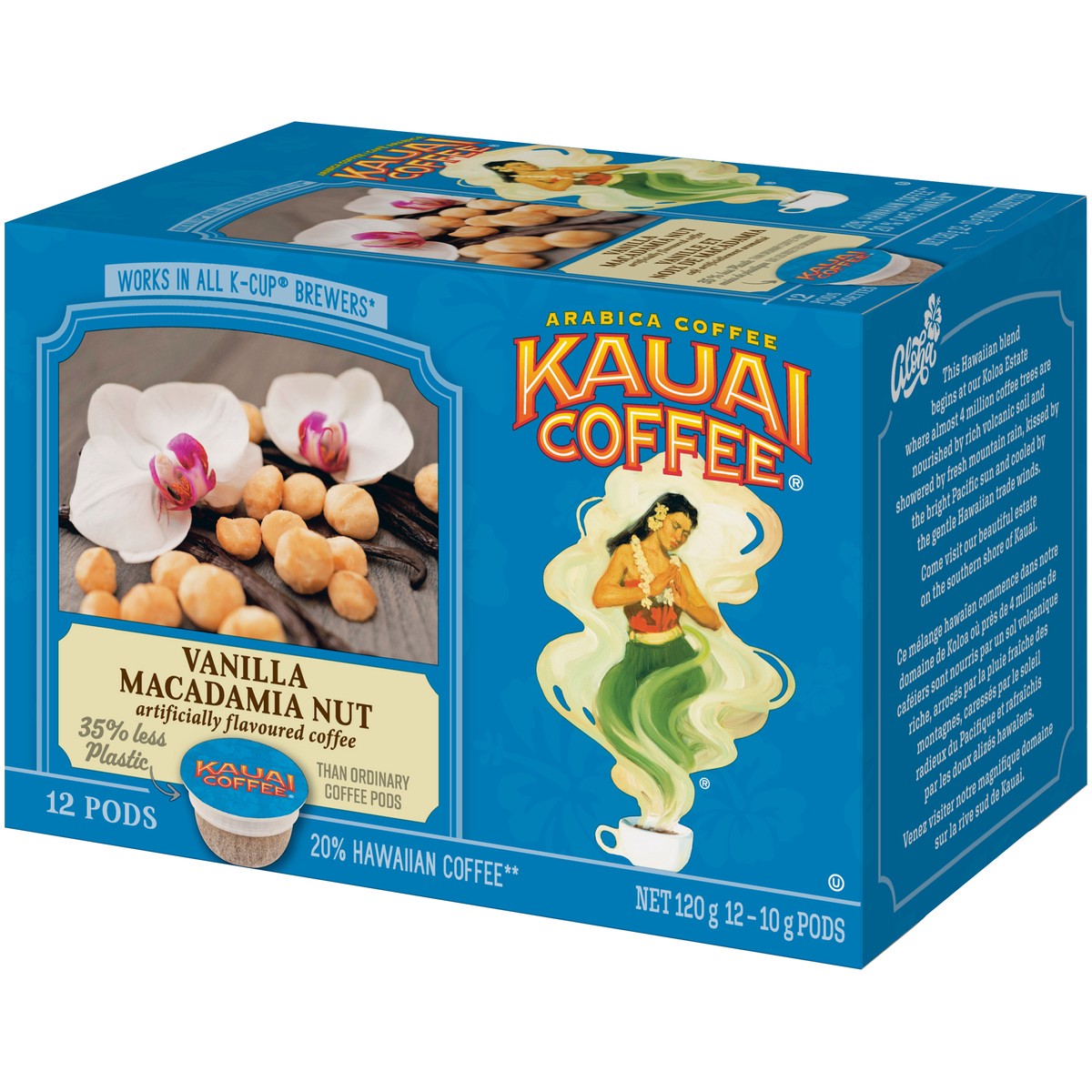 slide 7 of 8, Kauai Coffee Vanilla Macadamia Nut Arabica Ground Coffee 12 ct K-Cup Pods 120g Box, 12 ct