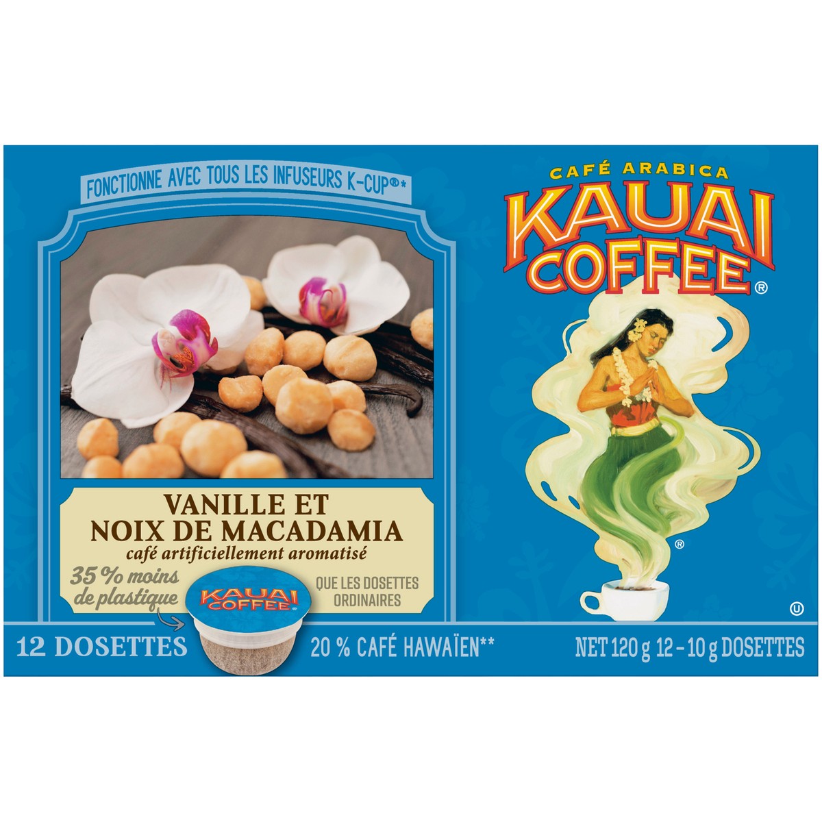slide 5 of 8, Kauai Coffee Vanilla Macadamia Nut Arabica Ground Coffee 12 ct K-Cup Pods 120g Box, 12 ct