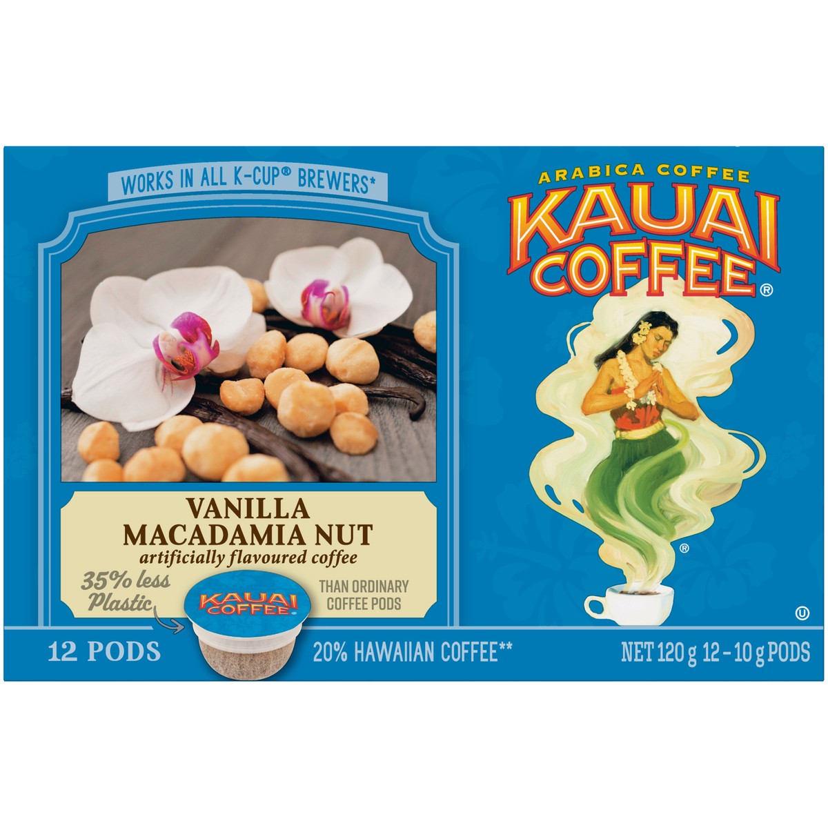 slide 3 of 8, Kauai Coffee Vanilla Macadamia Nut Arabica Ground Coffee 12 ct K-Cup Pods 120g Box - 12 ct, 12 ct