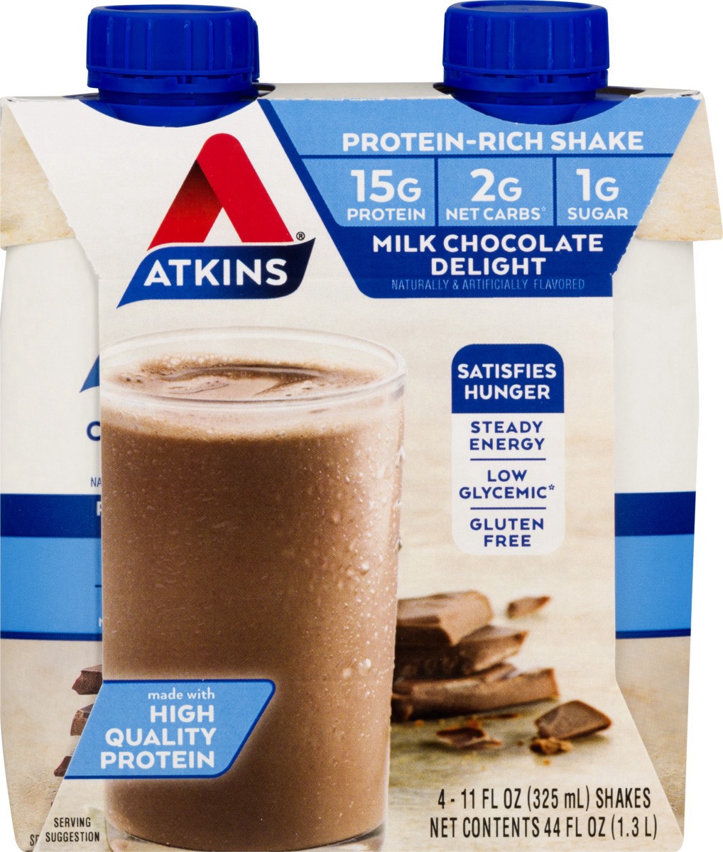 slide 6 of 9, Atkins Protein-Rich Shake Milk Chocolate Delight, 44 fl oz
