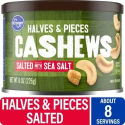 Kroger Salted With Sea Salt Halves & Pieces Cashew Nuts