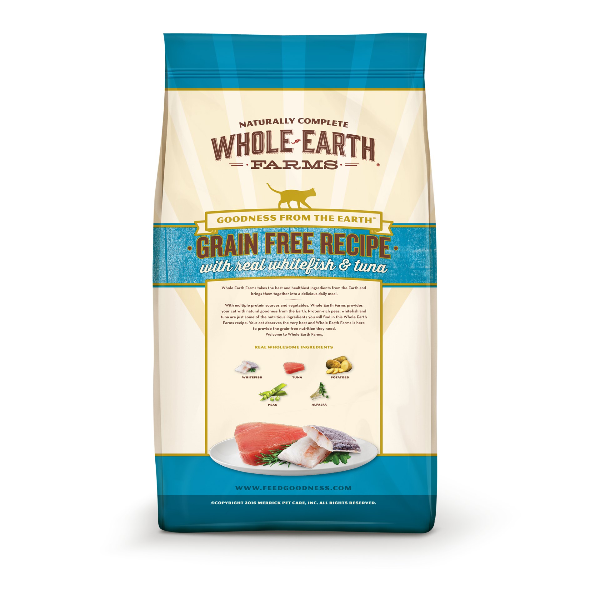 slide 2 of 2, Whole Earth Farms Grain Free Recipe with Real Whitefish and Tuna Dry Cat Food - 10 lb Bag, 10 lb