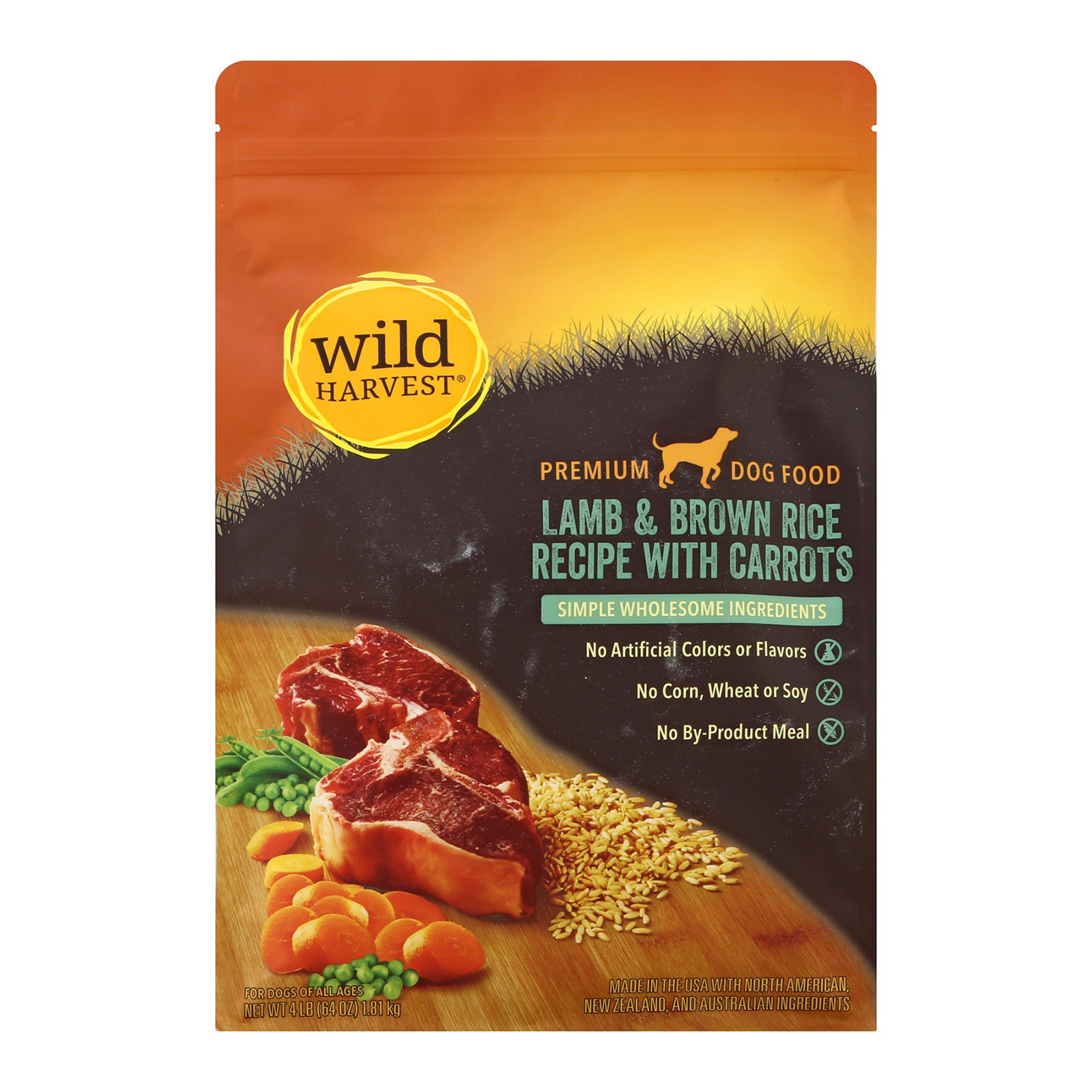 slide 1 of 2, Wild Harvest Brown Rice Dog Food Lamb Carrot, 4 lb