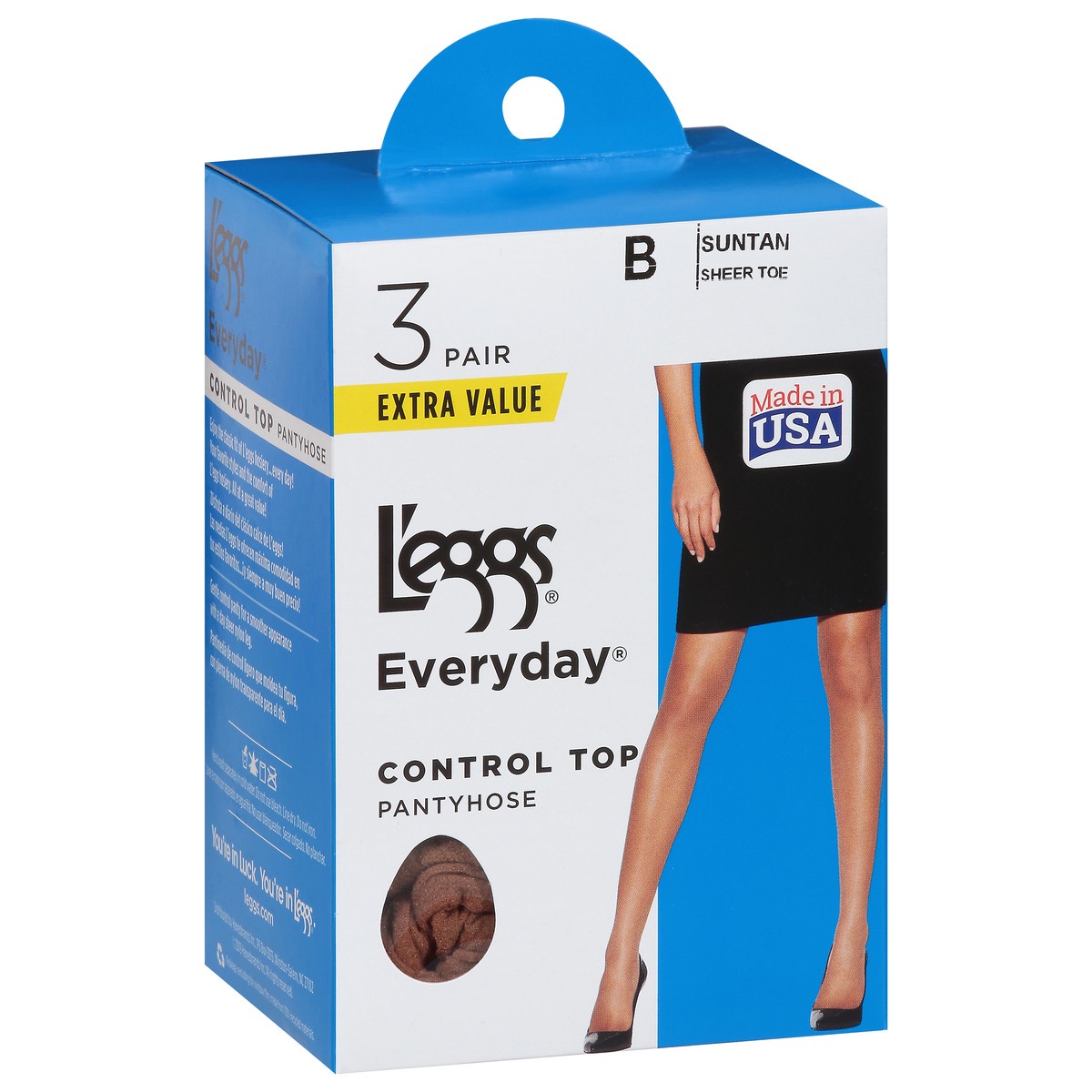 slide 2 of 9, L'eggs Everyday Extra Value B Suntan Control Top Pantyhose 3 ea, 3 ct