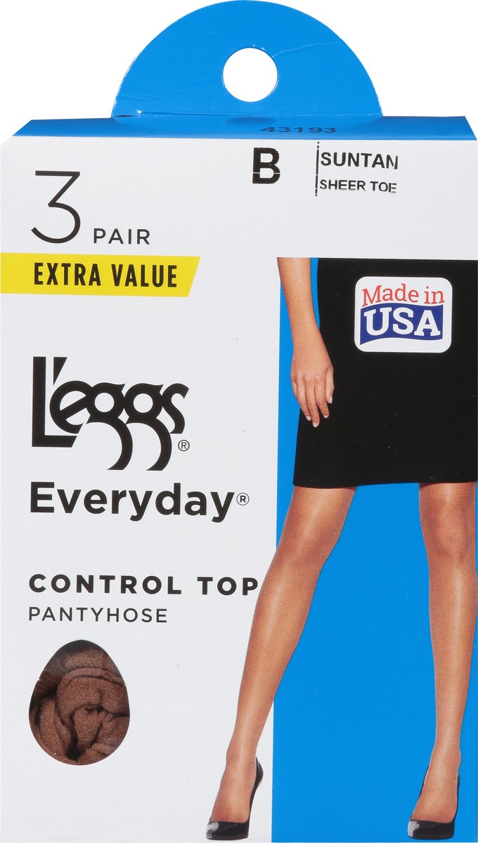 slide 6 of 9, L'eggs Everyday Extra Value B Suntan Control Top Pantyhose 3 ea, 3 ct