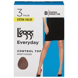 L'eggs Everyday Suntan Control Top Pantyhose B Extra Value 3 ea