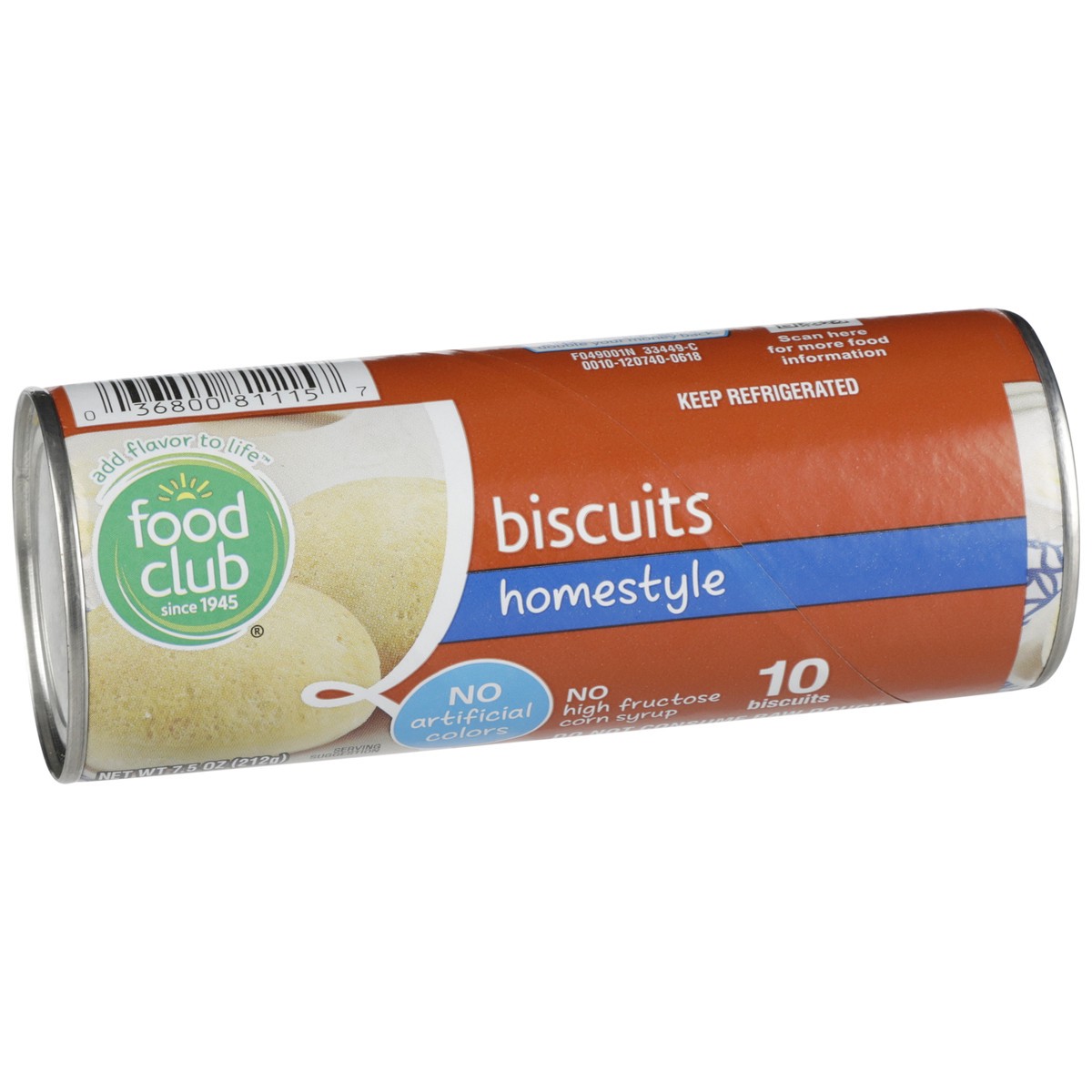 slide 2 of 9, Food Club Ten Count Homestyle Biscuits, 7.5 oz