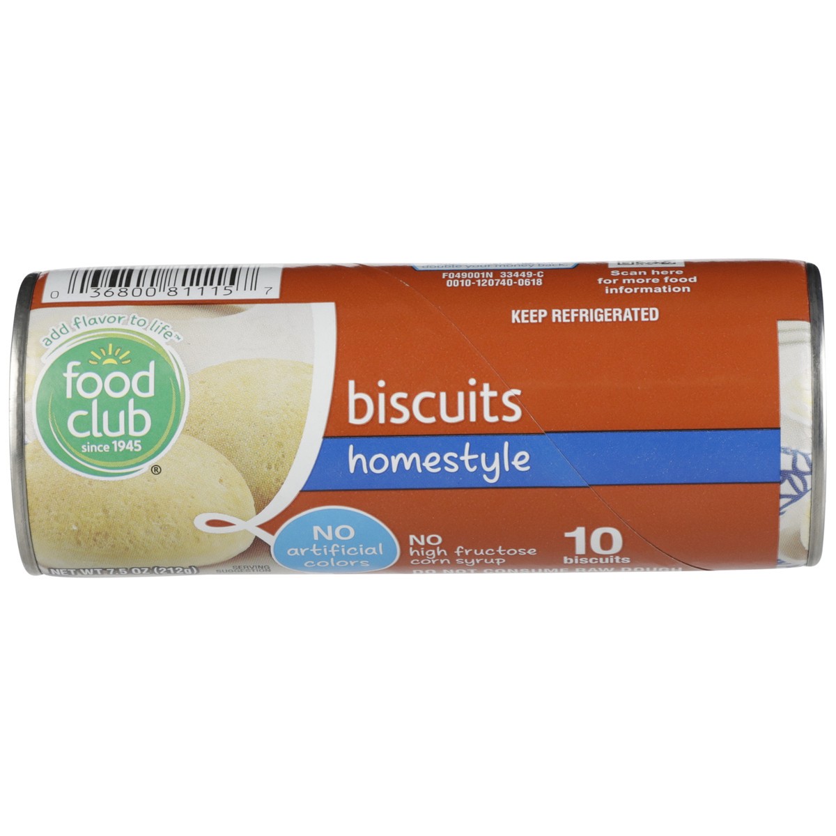 slide 1 of 9, Food Club Ten Count Homestyle Biscuits, 7.5 oz