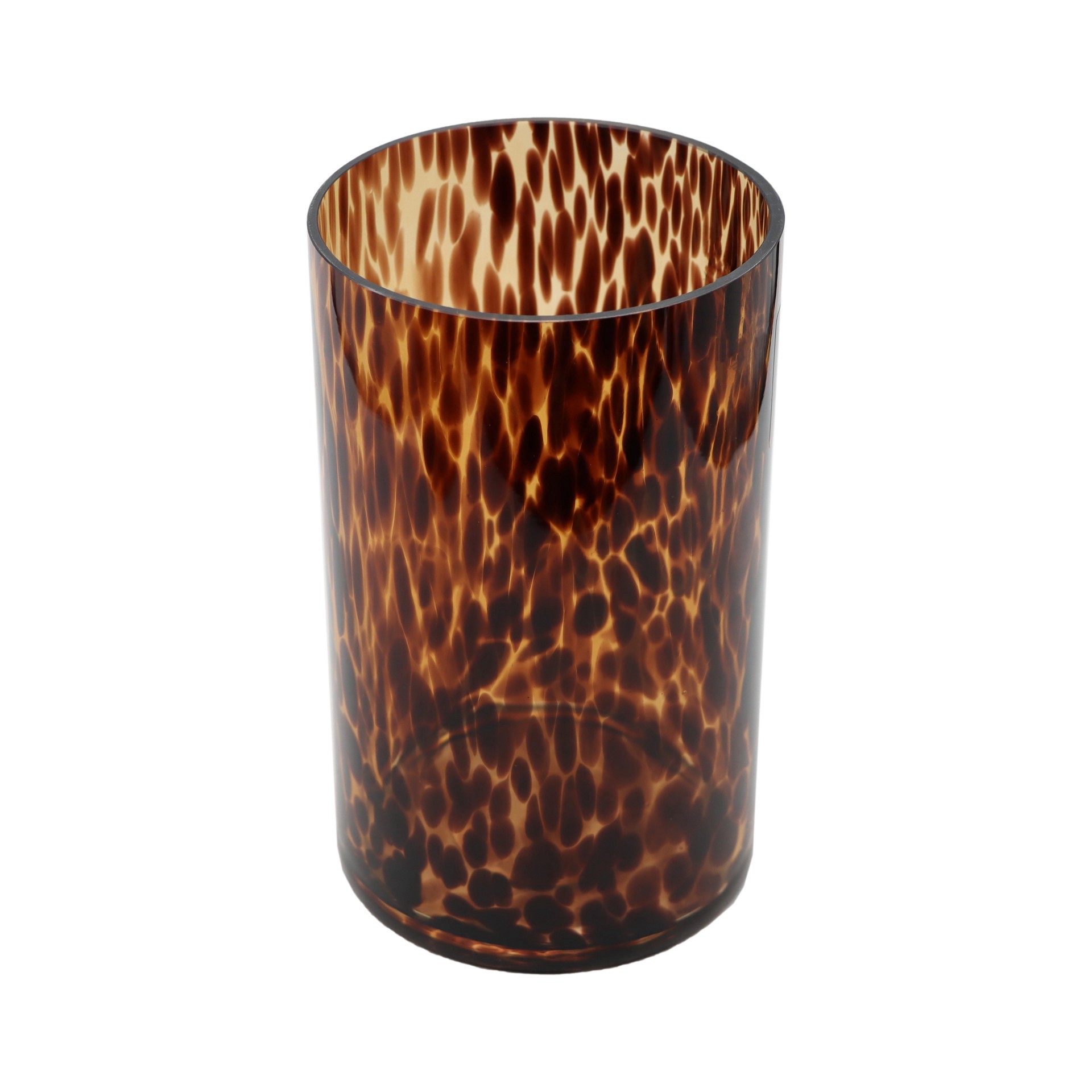 slide 2 of 2, 8" Amber Tortoiseshell Glass Cylinder Vase By Ashland, 4.9 in x 4.9 in x 7.1 in