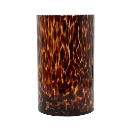 slide 1 of 2, 8" Amber Tortoiseshell Glass Cylinder Vase By Ashland, 4.9 in x 4.9 in x 7.1 in