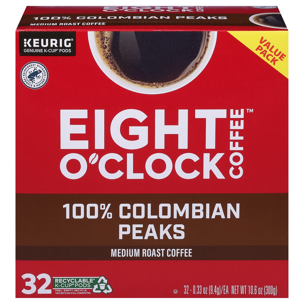 slide 1 of 9, Eight O'Clock Coffee Colombian Peaks, Keurig Single Serve K-Cup Pods, Medium Roast, 32 Count, 32 ct