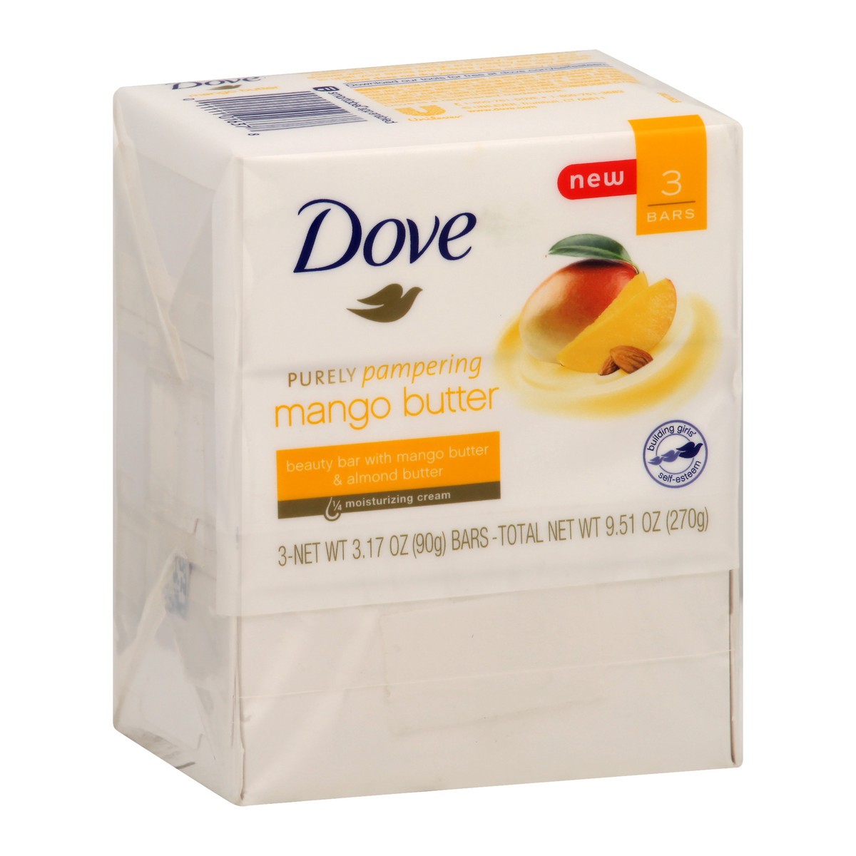 slide 3 of 9, Dove Beauty Bar Gentle Skin Cleanser Glowing Mango Butter and Almond Butter, 3.17 oz, 3 Bars, 3 ct