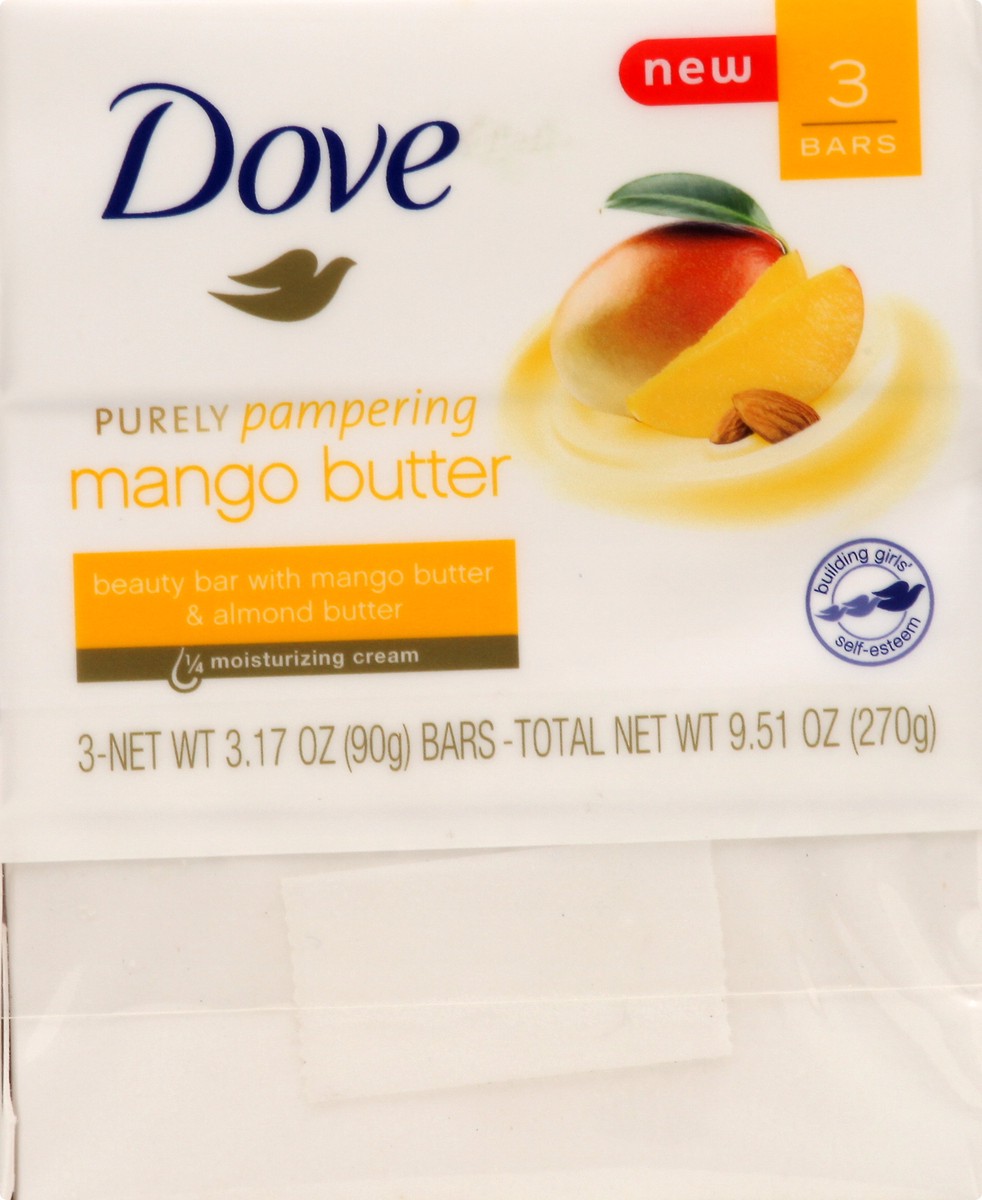 slide 8 of 9, Dove Beauty Bar Gentle Skin Cleanser Glowing Mango Butter and Almond Butter, 3.17 oz, 3 Bars, 3 ct