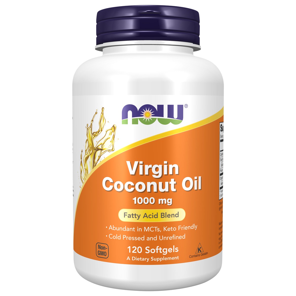 slide 1 of 3, NOW Virgin Coconut Oil 1000 mg - 120 Softgels, 120 ct