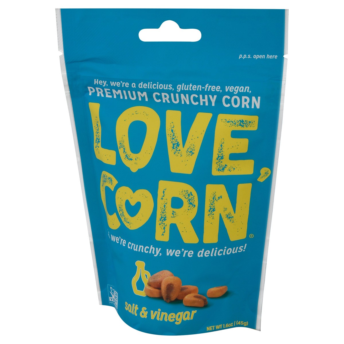slide 10 of 12, LOVE CORN Crunchy Premium Salt & Vinegar Corn 1.6 oz, 1.6 oz