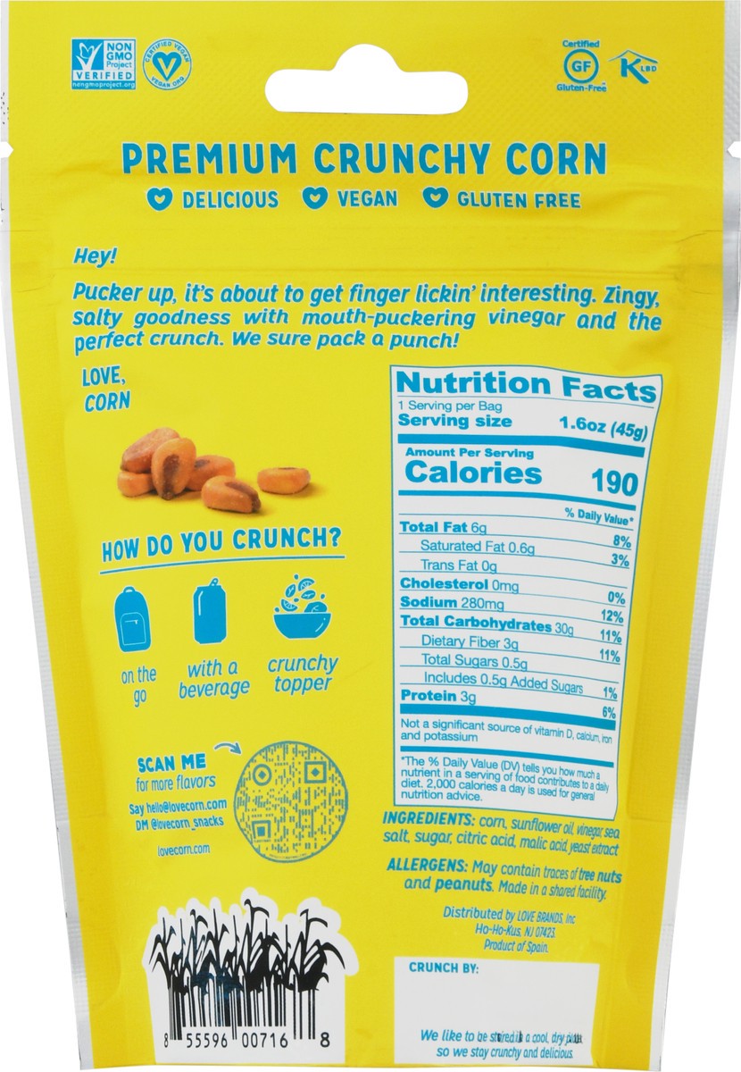 slide 5 of 12, LOVE CORN Crunchy Premium Salt & Vinegar Corn 1.6 oz, 1.6 oz