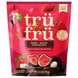 Tru Fru Freeze Dried Strawberries in Dark & White Chocolate, 3.4 oz