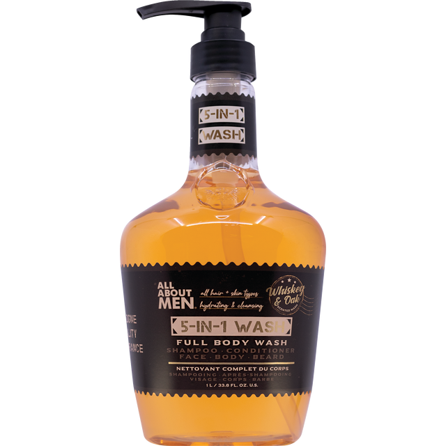 slide 1 of 1, All About Men 5-In-1 Full Body Wash - Whiskey & Oak, 33.8 oz