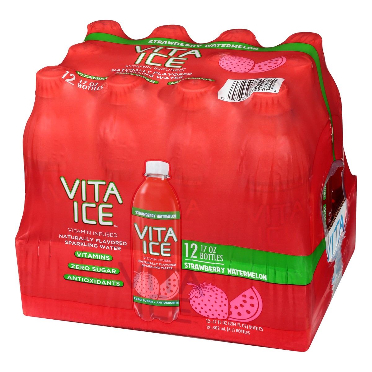 slide 2 of 10, Vita Ice Zero Sugar Strawberry Watermelon Sparkling Water - 12 ct, 12 ct