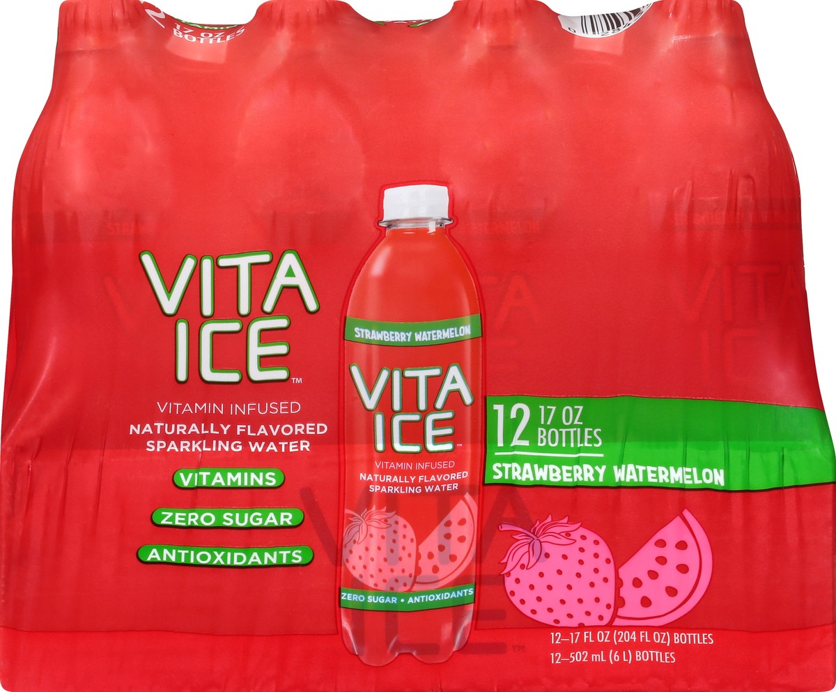 slide 9 of 10, Vita Ice Zero Sugar Strawberry Watermelon Sparkling Water - 12 ct, 12 ct