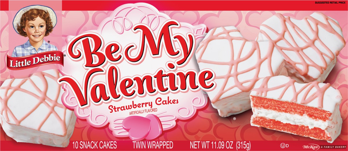 slide 5 of 7, Little Debbie Snack Cakes, Little Debbie Family Pack Valentine Cakes (strawberry), 11.09 oz