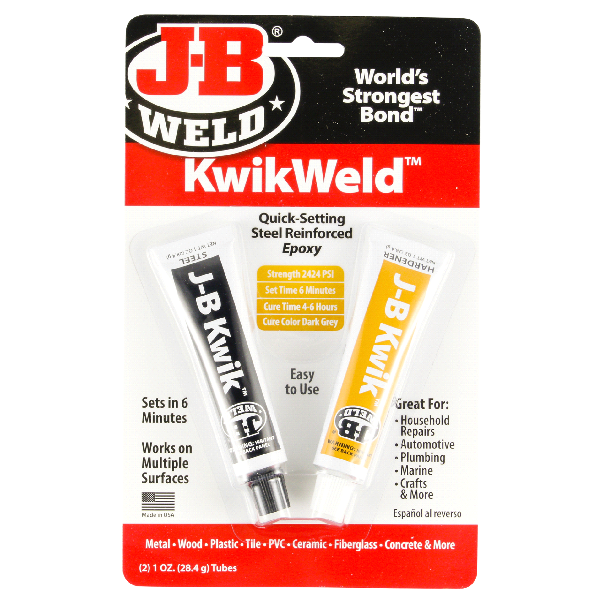 slide 1 of 7, J-B Weld KwikWeld Quick-Setting Steel Reinforced Epoxy, 6 ct