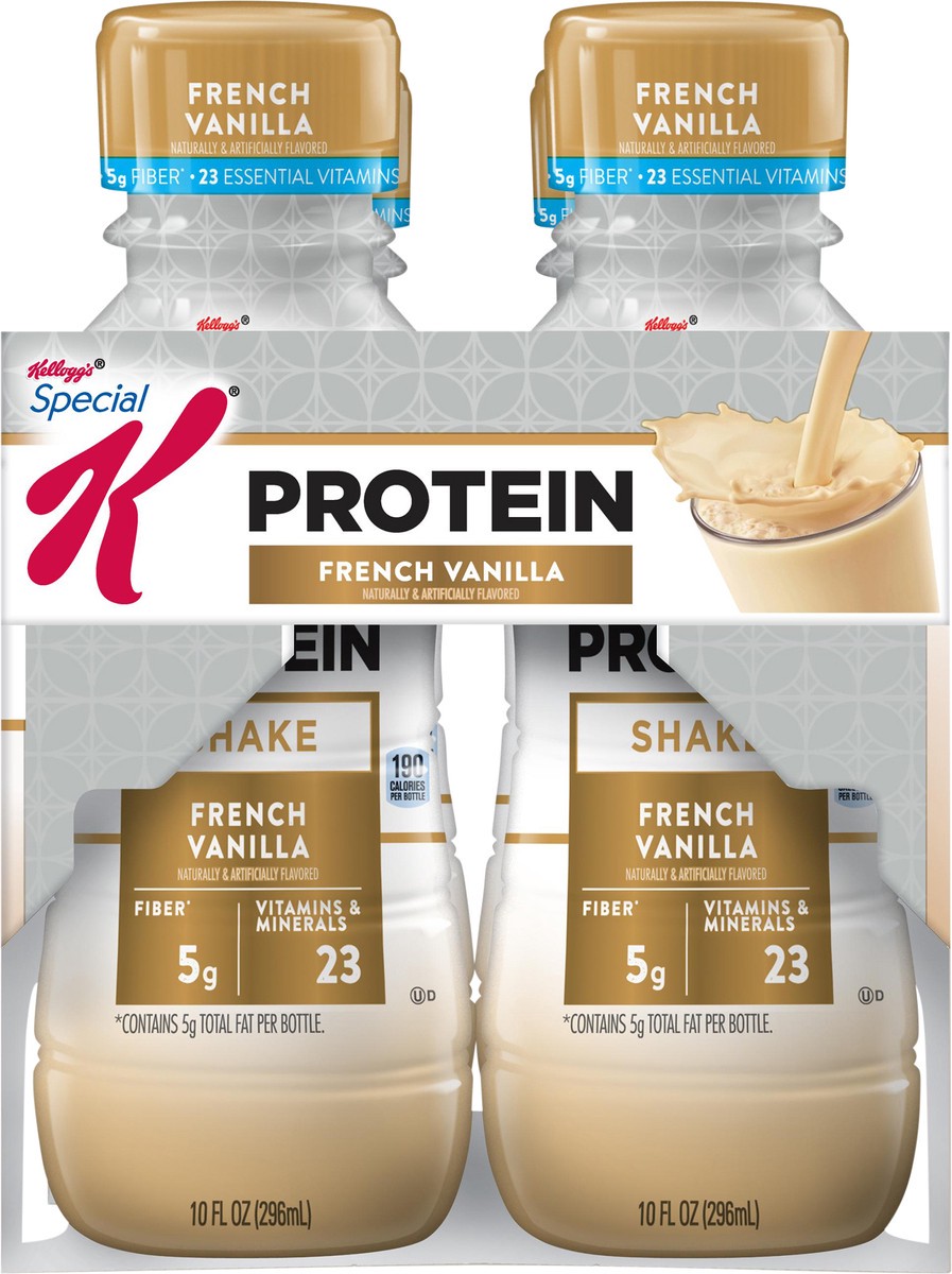 slide 5 of 7, Special K Kellogg's Special K Protein Shakes, Meal Replacement, High Protein, Gluten-Free Snacks, French Vanilla, 40oz Pack, 4 Bottles, 43.88 oz