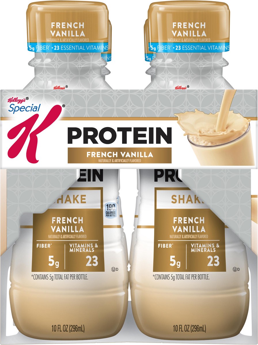 slide 5 of 7, Special K Kellogg's Special K Protein Shakes, Meal Replacement, High Protein, Gluten-Free Snacks, French Vanilla, 40oz Pack, 4 Bottles, 43.88 oz