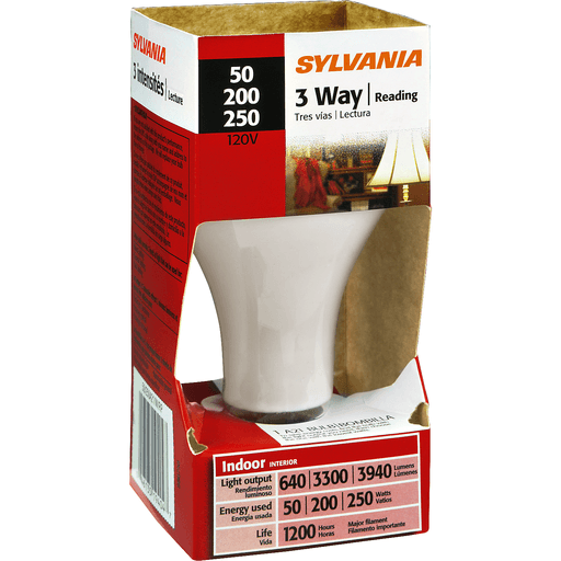 slide 2 of 9, Sylvania Soft White 50-200-250 Watt 3-Way Indoor Light Bulb, 1 ct