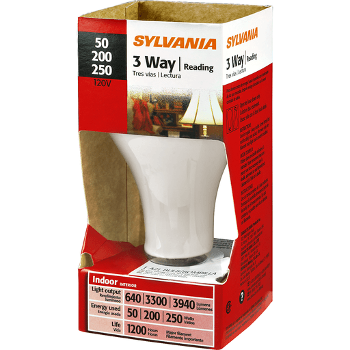 slide 3 of 9, Sylvania Soft White 50-200-250 Watt 3-Way Indoor Light Bulb, 1 ct