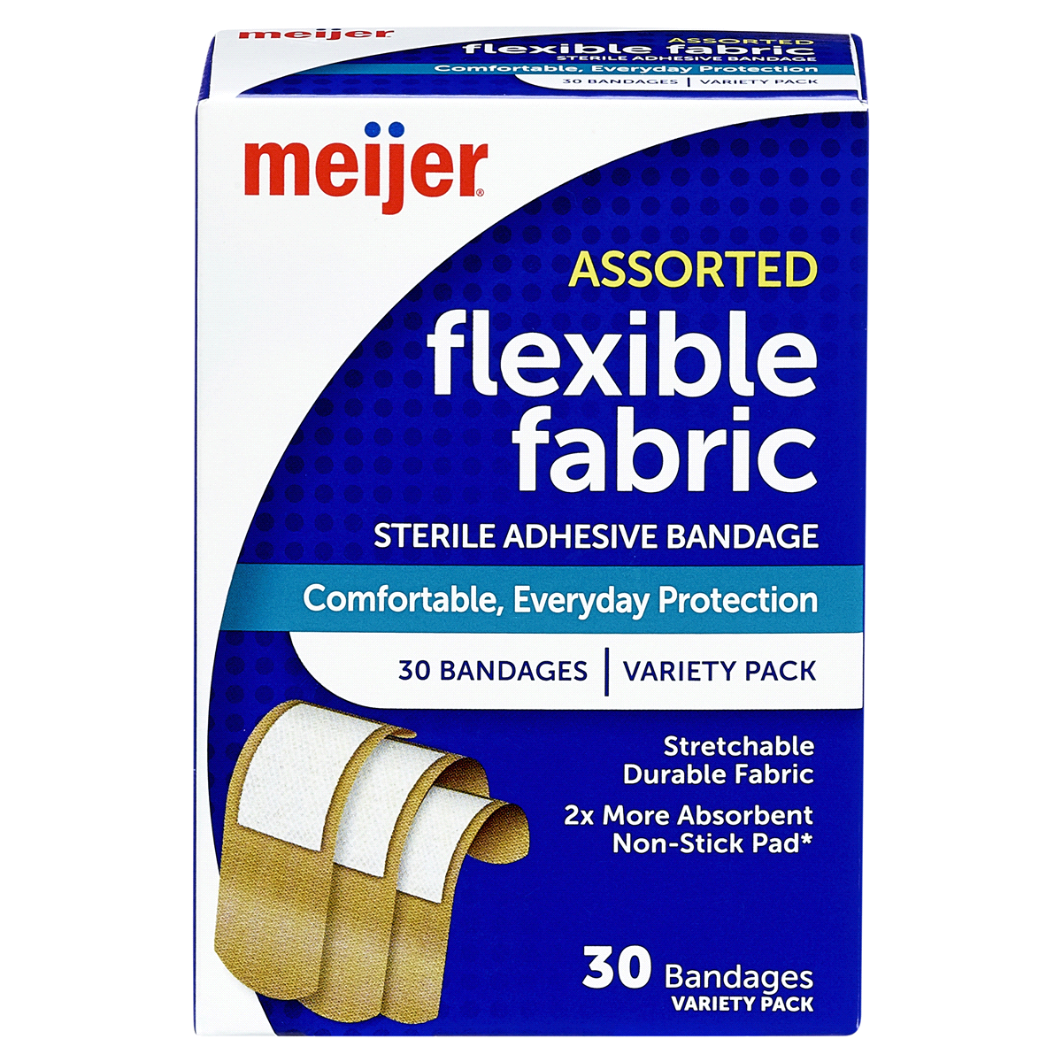 slide 1 of 6, Meijer Flexible Fabric Adhesive Bandages, 30 ct