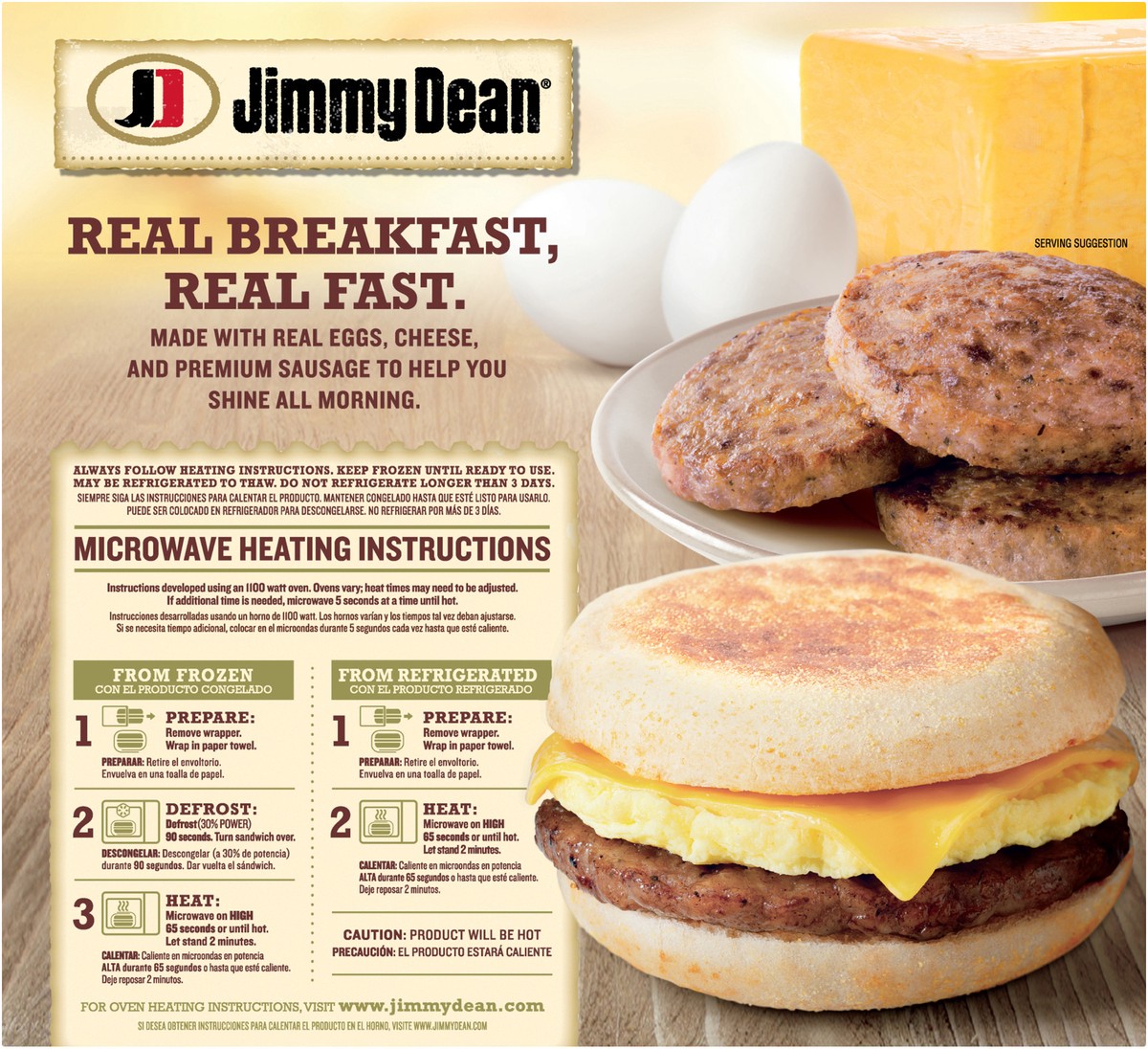 slide 3 of 8, Jimmy Dean English Muffin Breakfast Sandwiches with Sausage, Egg, and Cheese, Frozen, 8 Count, 1.04 kg