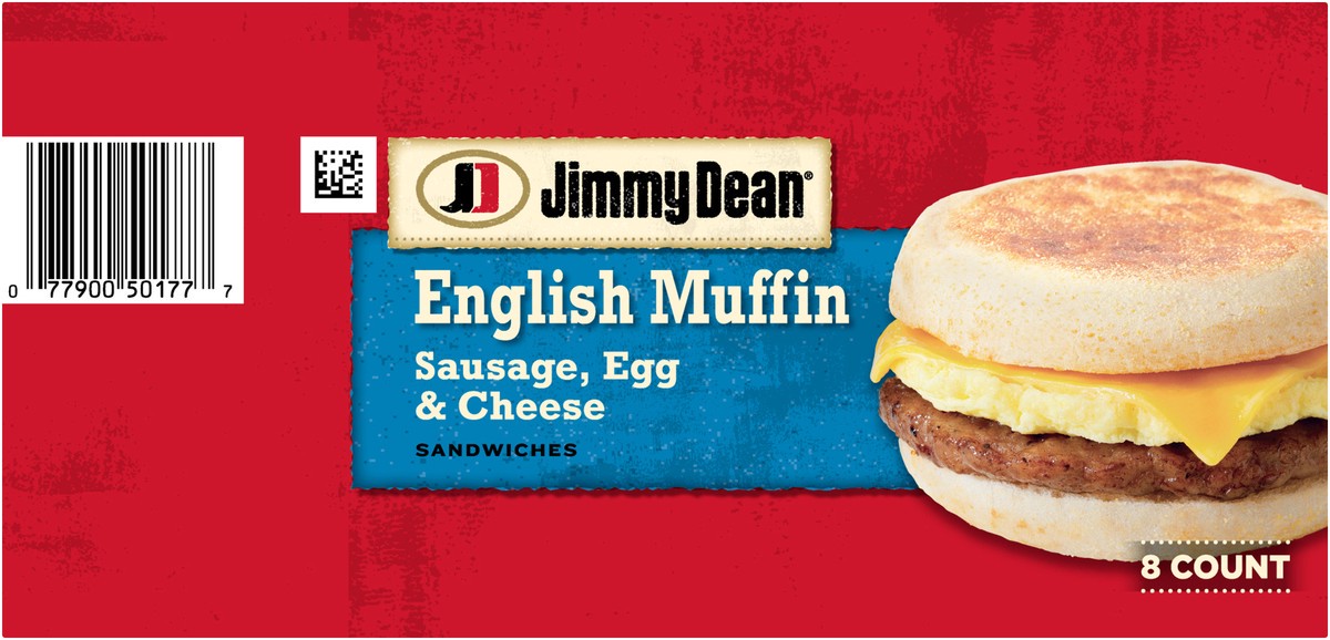 slide 7 of 8, Jimmy Dean English Muffin Breakfast Sandwiches with Sausage, Egg, and Cheese, Frozen, 8 Count, 1.04 kg