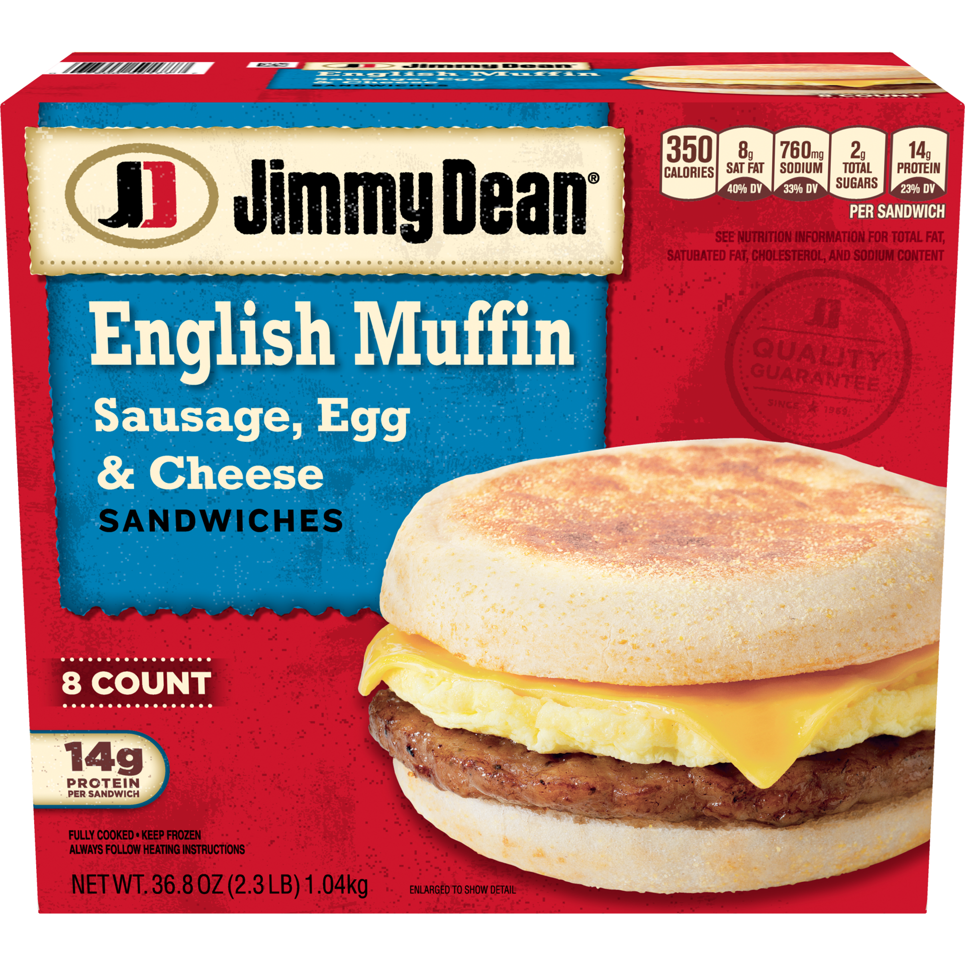 slide 1 of 9, Jimmy Dean Sausage, Egg & Cheese English Muffin Sandwiches, 8 ct; 36.8 oz